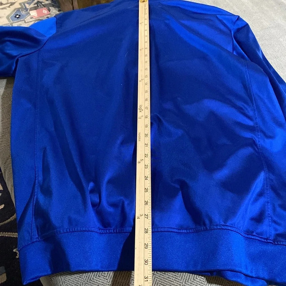 Adidas Full Zip Men’s XXL Blue 3 Striped Sweatshirt Polyester - Picture 6 of 7